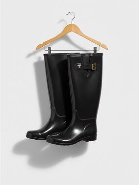 Coach Tasha Glossy Black Rain Boots Size 6